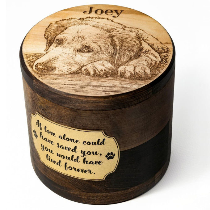 Dark Wooden Dog Urns